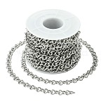 5M 1.4MM 304 Stainless Steel Twisted Chains, Non-Tarnish, Soldered, with Spool, Stainless Steel Color, 5.6x1.4mm(CHS-CJ0001-38)