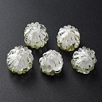 Handmade Lampwork Beads, Raspberry, Clear, 18~20x14~17mm(LAMP-T011-14F)