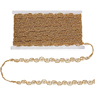 13.5M Polyester Centipede Lace Ribbons, Wave Lace Trim for Garment Decoration, Gold, 1/2 inch(13mm), about 14.76 Yards(13.5m)/Card(OCOR-WH0045-11)