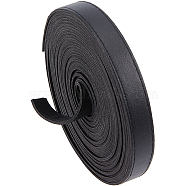 5M Flat Imitation Leather Cord, for Pillow Decor, Black, 15x2mm, about 5.47 Yards(5m)/Roll(LC-GF0001-05A-01)