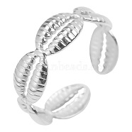 Vintage Titanium Steel Shell Couple Rings, Open Cuff Rings for Women Men, Stainless Steel Color(DS4620-1)