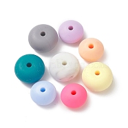 Silicone Beads, DIY Nursing Necklaces Making, Chewing Pendants for Teethers, Rondelle, Mixed Color, 12~14x6~8mm, Hole: 2mm(SIL-XCP0001-04)
