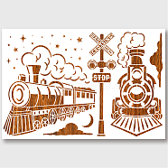 PET Hollow Out Drawing Painting Stencils, for DIY Scrapbook, Photo Album, Train Pattern, 400x600mm(DIY-WH0424-004)