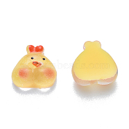 Translucent Resin Cabochons, Printed, Chick, Gold, 10x10x4.5mm(X-CRES-N030-016)