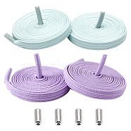 Gorgecraft 4 Sets Stretch Yarn Shoelaces, with Alloy Aglets, Platinum, Lilac & Cyan, Mixed Color, 1010x6.5x1mm(AJEW-GF0003-58A)