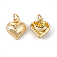 Brass Charms, with Jump Ring, Cadmium Free & Nickel Free & Lead Free, Rack Plating, Heart, Real 18K Gold Plated, 12x11x4.5mm, Hole: 3mm(KK-G439-47G)