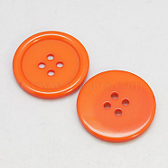 Resin Buttons, Dyed, Flat Round, Dark Orange, 15x2.5mm, Hole: 2mm, 395pcs/bag(RESI-D030-15mm-06)