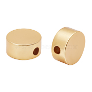 BENECREAT 50Pcs Matte Style Brass Beads, Long-Lasting Plated, Flat Round, Real 14K Gold Plated, 6x3mm, Hole: 1mm, 50pcs/box(KK-BC0003-15)