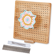 Square Bamboo Crochet Blocking Board, with Stainless Steel Positioning Pins and Needles, BurlyWood, 23x23x1.5cm(DIY-WH0002-62C)