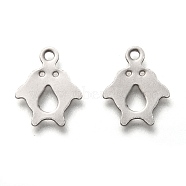 201 Stainless Steel Charms, Laser Cut, Penguin, Stainless Steel Color, 12.5x10x0.7mm, Hole: 1.4mm(STAS-B001-48P)