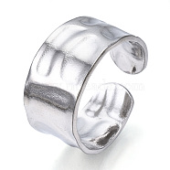 304 Stainless Steel Wide Open Cuff Ring for Women, Stainless Steel Color, US Size 8 1/2(18.5mm)(RJEW-N040-09)