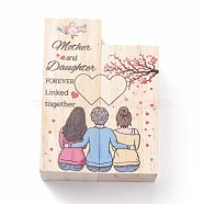 Wooden Candle Holder, Display Decorations, Rectangle with Word Mother & Daughter, Mother's Day Gift, Wheat, 44.5x44.5x99~120mm, 2pcs/set(AJEW-XCP0001-67)