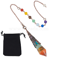 1Pc Natural Chakra Gemstone Dowsing Pendulums, with Brass Findings, Bullet, Red Copper, 300~305mm(AJEW-SC0002-31R)