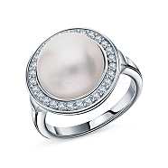 925 Sterling Silver Pearl with Cubic Zirconia Ring for Mother's Day(ET1877-1)