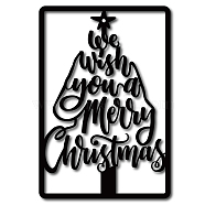 Iron Wall Decorations, with Screws, for Christmas, Rectangle with Word We Wish You A Merry Christmas, Electrophoresis Black, 28x19cm(HJEW-WH0013-055)