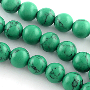 Synthetical Turquoise Gemstone Round Bead Strands, Dyed, Medium Sea Green, 8mm, Hole: 1.5mm, about 47~48pcs/strand, 15.7 inch(TURQ-R035-8mm-02)