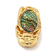 Brass Micro Pave Cubic Zirconia with Resin Beads, Fish, Real 18K Gold Plated, 17x10x6mm, Hole: 1.6mm(KK-G493-05G)
