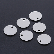201 Stainless Steel Laser Cut Charms, Blank Stamping Tag, Flat Round, Stainless Steel Color, 12x1mm, Hole: 1.4mm(STAS-S105-T945-12)