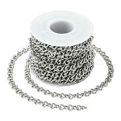 5M 1.4MM 304 Stainless Steel Twisted Chains, Non-Tarnish, Soldered, with Spool, Stainless Steel Color, 5.6x1.4mm(CHS-CJ0001-38)
