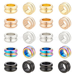 30Pcs 5 Colors 304 Stainless Steel Grooved Beads, Column, Mixed Color, 8x4mm, Hole: 5mm, 6pcs/color(STAS-UN0055-34)