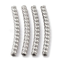 Non-Tarnish 304 Stainless Steel Tube Beads, Curved Tube, Stainless Steel Color, 40x4mm, Hole: 2.4mm(STAS-K259-12P)