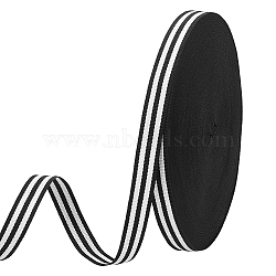 50 Yards Polyester Stripe Ribbons, for Bag Strap Making, White, Black, 5/8 inch(15mm), about 50.00 Yards(45.72m)/Roll(SRIB-WH0011-157B)