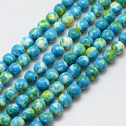 Synthetic Ocean White Jade Beads Strands, Dyed, Round, Dodger Blue, 8mm, Hole: 1mm, about 52pcs/strand, 15.35 inch(X-G-L019-8mm-06)
