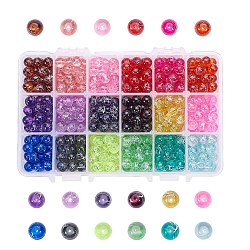 Elite Drawbench Transparent Glass Beads, Spray Painted, Round, Mixed Color, 8mm, Hole: 1.3~1.6mm, 594pcs/box(GLAD-PH0001-02)