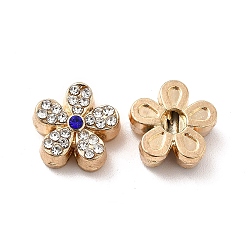 Alloy Rhinestone Beads, 5-Petal Flower, Light Gold, 13x12.5x6mm, Hole: 1.2mm(PALLOY-B009-04KCG)