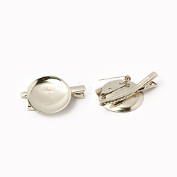 Iron Brooch Cabochon Settings, Platinum, 30x7mm, Hole: 2mm, about 490pcs/bag(IFIN-E725-P-30mm)