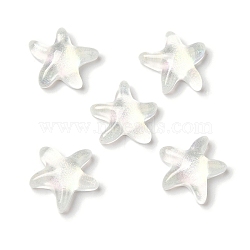 K9 Glass Cabochons, with Glitter Powder, Starfish, White, 10x10.4x3.6mm(GGLA-Z003-08A-001JW)