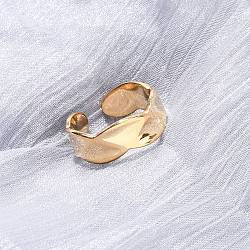 304 Stainless Steel Open Cuff Rings for Women, Ion Plating(IP), Real 18K Gold Plated, 7mm, US Size 7 1/4(17.5mm)(RJEW-K309-28G)