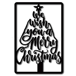 Iron Wall Decorations, with Screws, for Christmas, Rectangle with Word We Wish You A Merry Christmas, Electrophoresis Black, 28x19cm(HJEW-WH0013-055)