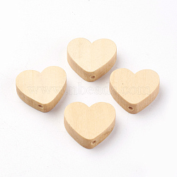 Unfinished Maple Wood Beads, Natural Wooden Beads, Heart, Navajo White, 19x20x6mm, Hole: 1.5~3mm(WOOD-S037-080)
