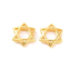 Brass Pendants, Lead Free & Cadmium Free, Star, Real 24K Gold Plated, 16.5x14.5x4.5mm, Hole: 4x1.4mm(KK-U024-04G)