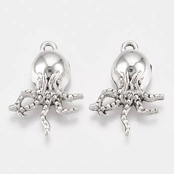 Tibetan Style Alloy Pendants, Octopus, Lead Free & Cadmium Free, Antique Silver, 21x14x5mm, Hole: 1.4mm, about 357pcs/500g