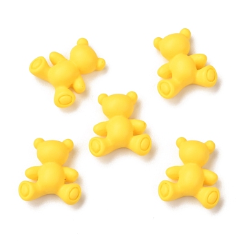 Opaque Resin Cabochons, Bear, Yellow, 14.5x13.5x5mm