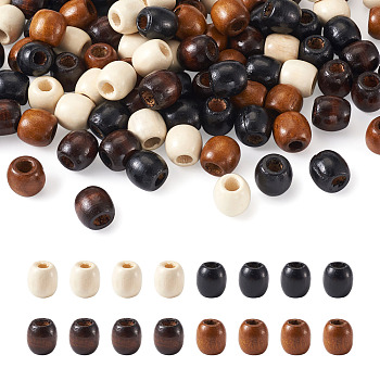 Natural Wood Beads, Dyed, Barrel, Lead Free, Mixed Color, 16x16~17mm, Hole: 8mm, 200pcs/bag
