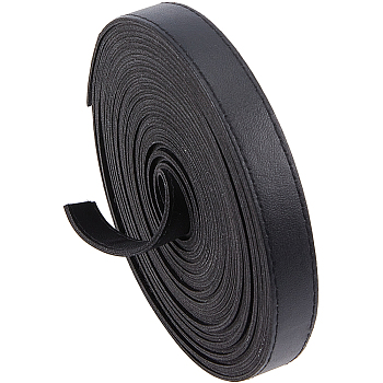 5M Flat Imitation Leather Cord, for Pillow Decor, Black, 15x2mm, about 5.47 Yards(5m)/Roll