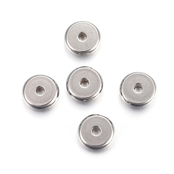 Tarnish Resistant 304 Stainless Steel Spacer Beads, Flat Round, Stainless Steel Color, 8x2.5mm, Hole: 1.8mm