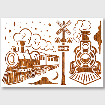 PET Hollow Out Drawing Painting Stencils, for DIY Scrapbook, Photo Album, Train Pattern, 400x600mm