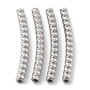 304 Stainless Steel Tube Beads, Curved Tube, Stainless Steel Color, 40x4mm, Hole: 2.4mm