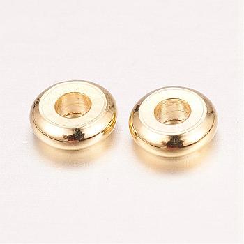 Real 18K Gold Plated Brass Spacer Beads, Nickel Free, Flat Round, 5x2mm, Hole: 1.5mm