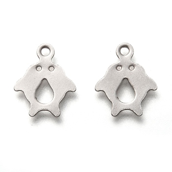 201 Stainless Steel Charms, Laser Cut, Penguin, Stainless Steel Color, 12.5x10x0.7mm, Hole: 1.4mm