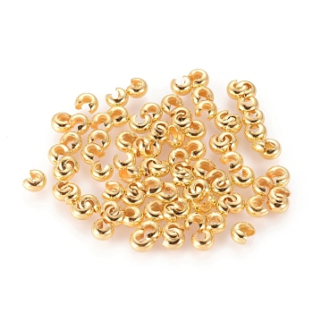 Iron Crimp Beads Covers, Cadmium Free & Lead Free, Golden Color, Size: About 3mm In Diameter, Hole: 1.2~1.5mm