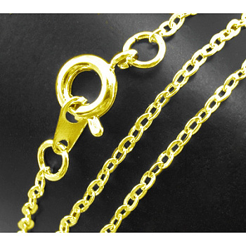 Brass Cable Chain Necklaces, Golden, 18 inch, 2x1.5mm