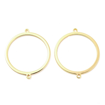 Brass Connector Charms, Ring Links, Real 18K Gold Plated, 23.5x20x0.8mm, Hole: 0.8mm