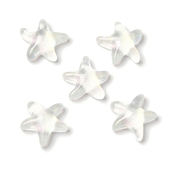 K9 Glass Cabochons, with Glitter Powder, Starfish, White, 10x10.4x3.6mm