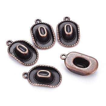 Tibetan Style Alloy Pendants, Hat, Cadmium Free & Nickel Free & Lead Free, Red Copper, 21.5x13x5mm, Hole: 2mm, about 390pcs/1000g