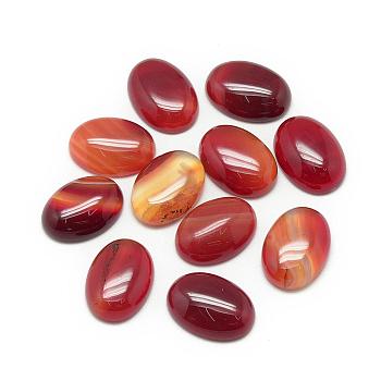 Natural Agate Cabochons, Dyed, Oval, FireBrick, 14x10x4~5mm
